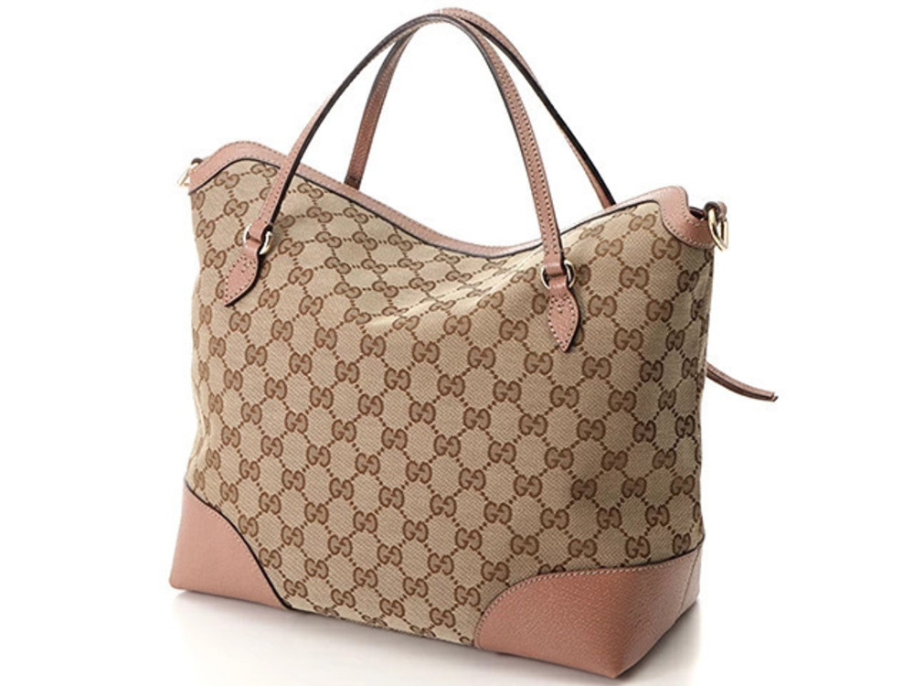 Gucci Bree Convertible Top Handle Bag GG canvas pink leather Brown - Picture 2 of 9
